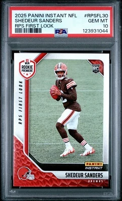 Graded 2025 Panini  Shedeur Sanders #RPSFL30 First Look RC Football Card PSA 10 - Image 1 of 2