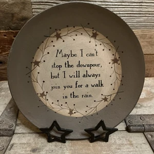 Primitive "Vielleicht kann ich den Regenguss nicht stoppen" Barbara Lloyd, signiertes Dekor 9,5" - Bild 1 von 4