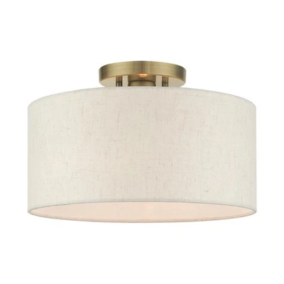 Livex Lighting 49809 Blossom 13"W Semi-Flush Drum Ceiling Fixture - Brass - Image 1 of 4
