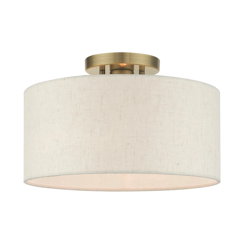 Livex Lighting 49809 Blossom 13"W Semi-Flush Drum Ceiling Fixture - Brass - Image 1 of 4
