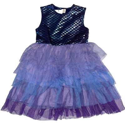 New NWT Girls Mermaid Halloween Purple Costume Dress Party 8 - Image 1 of 4