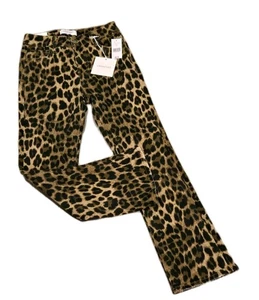 NWT! LOVERVET BY VERVET LEOPARD  HIGH-RISE KICK FLARE JEANS PANTS SZ 26/3  - Picture 1 of 5