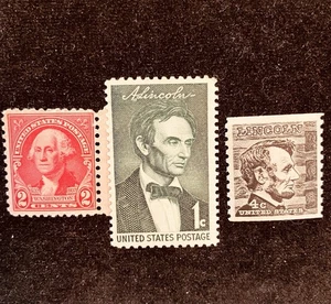 Seltene 2 C. George Washington Bicentennial Briefmarke + 2 Abe Lincoln 1c. & 4c. briefmarken - Bild 1 von 4
