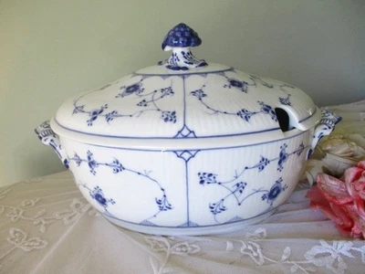 Vintage Royal Copenhagen Blue Fluted Plain Lidded Soup Tureen 1st Quality Danish - Image 1 of 4