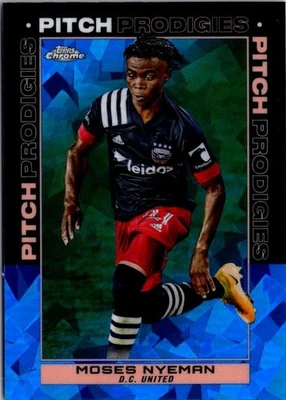 2021 Topps Chrome MLS Sapphire Pitch Prodigies Moses Nyeman #176 DC United RC - Image 1 of 2