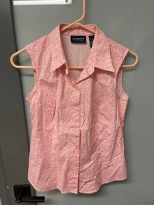 Top da donna Liz Claiborne rosa floreale senza maniche con bottoni - taglia media* - Foto 1 di 3