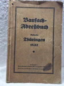 Antikes Adressbuch " Baufach " von Thüringen 1932 v. Altenburg bis Zeulenroda - Bild 1 von 6