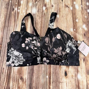 Nuevo con etiquetas Sujetador deportivo floral negro cierre frontal Victoria's Secret Knockout talla 38DD - Imagen 1 de 16