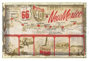 Scenic Route 66 Though New Mexico, Vintage Vacation, Wall Decor Art 13" x 19" - Picture 1 of 3