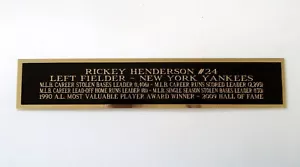 Rickey Henderson New York Yankees Baseball Bat Display Case Nameplate 1.5" X 6" - Picture 1 of 12
