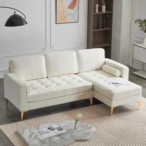 L-Shaped Convertible Sectional Sofa Couch w/ Chaise Modern Living Room Sofa Sets - Picture 1 of 19