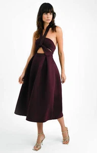 ASOS Tall Womens Purple Midi Dress Halter Neck Zip Closure RRP £62 - Picture 1 of 16