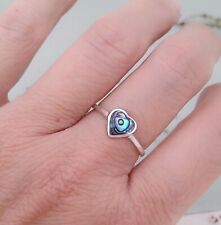 Love Heart Paua shell ring in sterling silver, Cute, Romantic heart ring for her