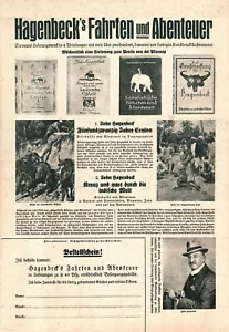 Hagenbeck Hamburg Werbung Abenteuer Bücher Postkarte Bestellschein 1920er - Bild 1 von 2