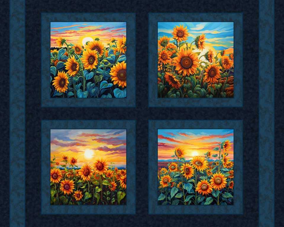 MARSHALL DRY GOODS Sunflower Sunrise Pillow Panel Cotton Fabric