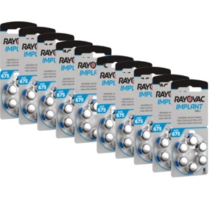 60 x Rayovac 675 Size Hearing aid batteries Cochlear Implant cells MF P675 PR44 - Picture 1 of 1