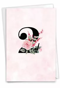 2nd Milestone Anniversary 5"x7" Greeting Card w/ Envelope (1 Card) Floral Work 2 - Picture 1 of 6