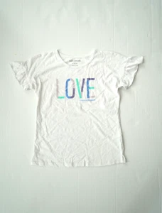 Calvin Klein Jeans White Flutter Love  Short Sleeve Crew Neck T-shirt L 12/14 - Picture 1 of 4