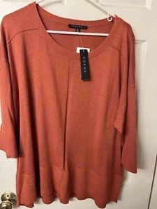 NWT Cyrus Women’s PLUS 2X ORANGE Knit Sweater Blouse Top Scoop Neck 3/4 Sleeve - Picture 1 of 19