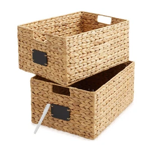 2pk Hyacinth 12.5x17x8 Pantry Baskets, Wicker Kitchen Cabinet Storage, Natural - Picture 1 of 1