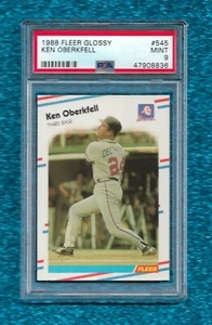1988 FLEER GLOSSY #545 KEN OBERKFELL PSA 9 MINT POP 1 NONE HIGHER ATLANTA BRAVES - Picture 1 of 1