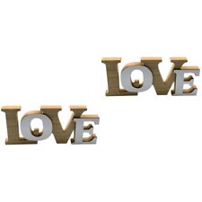  2 Count Wooden Love Ornaments Valentines Day Prop Letter Table Top