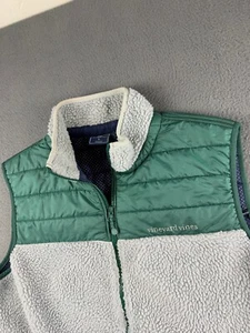 Vineyard Vines Vest Men's L Gray Sherpa Full Zip Gorpcore Hiking Jacket Fleece - Picture 1 of 15