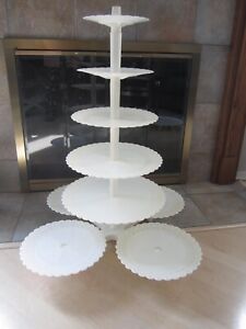 Wilton Wedding Cake Stand Roman Column Plate Set White 10 Piece VINTAGE