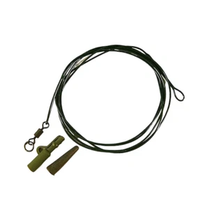 3 x LÍDERES DE CARPA POLIETILENO SEGURO VERDE MOD CON ANILLO FLEXIBLE GIRATORIO Y CLIPS de plomo - Imagen 1 de 3
