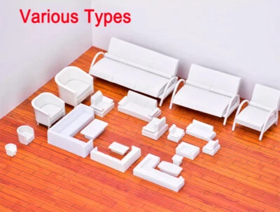 Miniature Model ABS Plastic Settee Sofa Furniture Ornament Scenery Art Craft DIY - Image 1 of 4