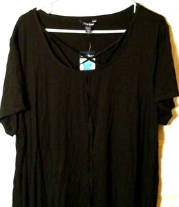 Nueva con etiquetas Blusa Mujer Negra con Cuello Entrecruzado Talla 2X por Terre Bleue - Imagen 1 de 9