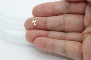 14k gold tiny Egyptian Ankh Cross Charm Pendant DIY - Picture 1 of 2