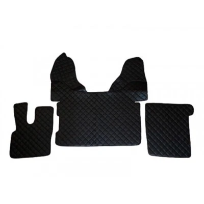 Set Mit 3 Teile Schwarz Eco Leder Anti Rutsch Fußmatten für DAF XF 106 Automatik - Bild 1 von 4