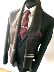 Herren Vintage einfarbig braun Schal, 60er rot Krawatte Herren seidig Retro Marc Aurel - Bild 1 von 9