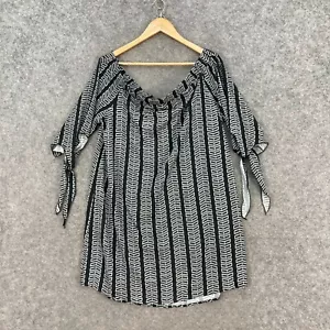 NEW Piper Womens Top Size 16 Black Off Shoulder Short Sleeve Shirt 20718 - Picture 1 of 12