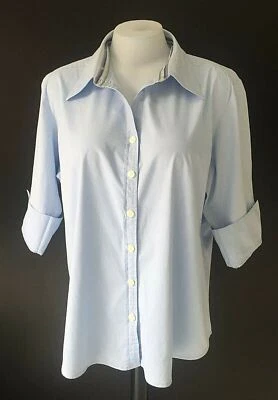 JAMAICA BAY Womans Blue Stretch SHIRT TOP BLOUSE French Cuffs - XL - UK20 - EU48 - Image 1 of 4