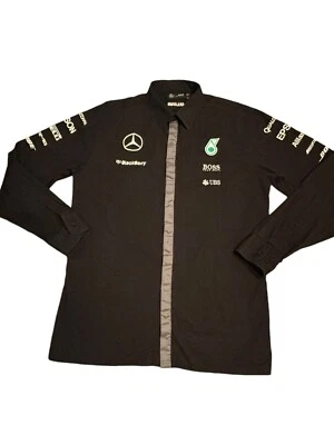 Mercedes AMG Petronas F1 Team Hugo Boss Jersey Personal Blk Button Shirt Men’s M - Image 1 of 4