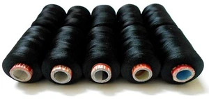 Silk Thread Black Shiny 10 Spools for Embroidery/Bangle jhumka Jewellery Making - Picture 1 of 3