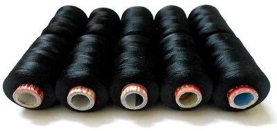 Silk Thread Black Shiny 10 Spools for Embroidery/Bangle jhumka Jewellery Making - Image 1 of 3