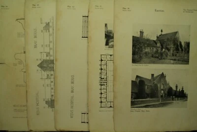 antique vintage old Architectural architecture prints Jesus Hospital Bray Berks - Image 1 of 4