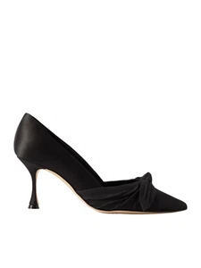 MANOLO BLAHNIK Terka Satin Black 70mm Pumps New & Authentic - Picture 1 of 3