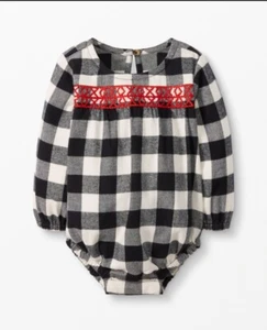 Hanna Andersson Buffalo Holiday Plaid Flannel Romper Size 3T - Picture 1 of 8