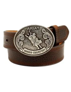 Ariat Western Belt Boys Leather Bull Rider Buckle Etched A1305802 - Picture 1 of 7