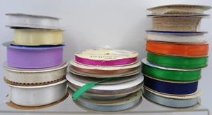 20 Rolls Of Assorted Satin & Grosgrain Ribbons in White, Cream, Pink, lilac and - Picture 1 of 4