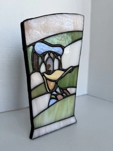 Vintage Disney Donald Duck Buntglas Vase Tiffany Stil Vintage Disney 9 Zoll Ta - Bild 1 von 15