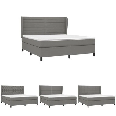Box Spring Bed with Mattress Dark Grey Fabric Double/Queen Multi Models vidaXL - image 1 of 4