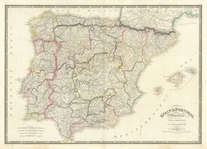 Spain & Portugal Reduced from the large map in 4 sheets by James Wyld 1842 - Picture 1 of 1