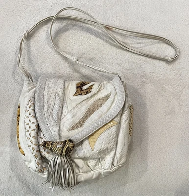 Vintage Sharif Patchwork Snake Python skin Leather Crossbody Handbag Purse - Image 1 of 4