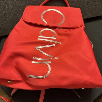 Calvin Klein Red Nylon Backpack with Logo Print - Image 1 of 4
