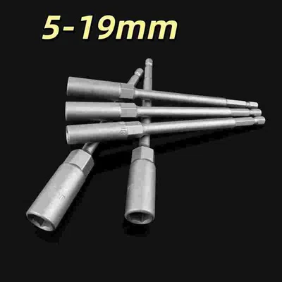 Magnetic Hex Nut Driver Socket Length:150mm Impact Drill Bit Screwdrivers 5-19mm - Image 1 of 4